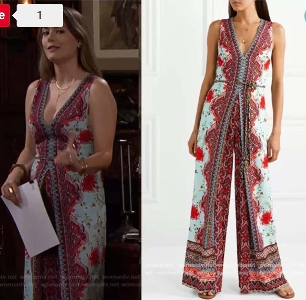 NWT $595 Alice + Olivia Blue Red Floral Paisley Audrie Pleated Jumpsuit Sz 0